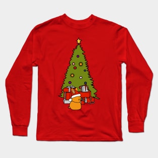 Cute Bunny and Christmas Tree Long Sleeve T-Shirt